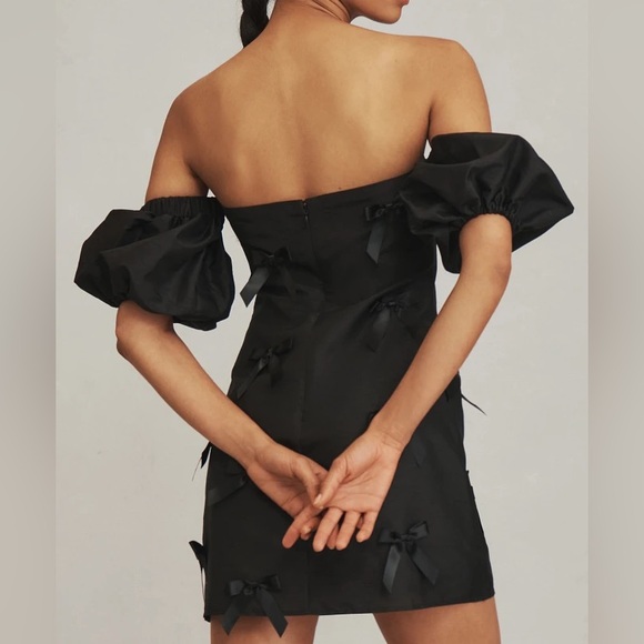 Anthropologie Hutch Off-The-Shoulder Bow Puff Sleeve Mini Dress - Picture 5 of 11